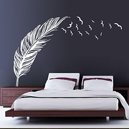 DIY Home Decor Wall Sticker Feather Removable PVC Wall Sticker Decal 120x180cm (White)