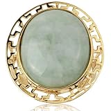 14k Yellow Gold and Cabochon-Cut Jade Ancient Aztec Ring