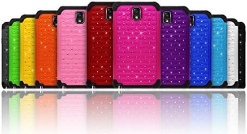 RawX Luxurious Sparkly Studded Bling Diamond Hybrid Case Cover For Galaxy Note 3 III - Light Pink