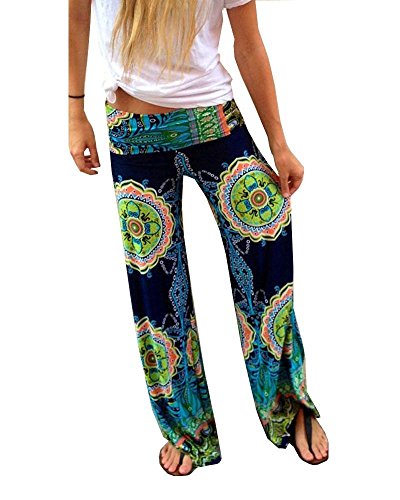 Women's Tribal Aztec Printed Waist Baggy Bohemian Palazzo Pants XL