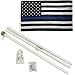 6 Ft WHITE Flag Pole Gold Ball Kit + 3x5 Ft Police Flag - Thin Blue Line USA