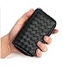 Genuine Leather Woven Men Oversized Zip Around Key Case Car Key Wallet 12 Hook