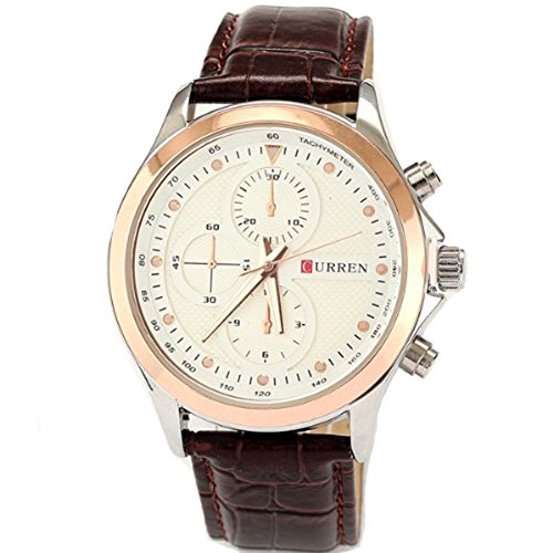 Curren Brand Leather Strap Watch for Mens Fashion Style Quartz Military Waterproof Watches image