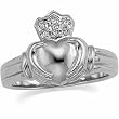 14K White Gold Gent's Claddagh Diamond Ring
