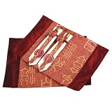 Set Of Two Handmade Embroidered Place Mats, Two Pairs Of Chopsticks In Sheathes & Two Cloth Napkins