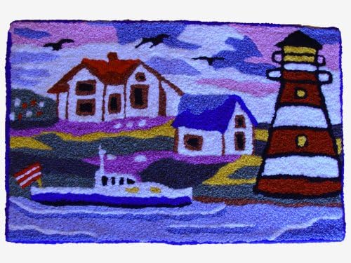 Lighthouse with Boat Handmade Accent Rug