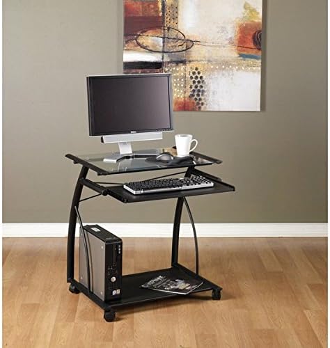 Studio Designs Black and Clear Tempered-safety-glass Two-shelf L Cart