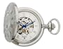 Avalon 17 Jewel Mechanical Skeleton Silver-Tone Covered Pocket Watch with Chain # 8760SX