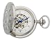 Avalon 17 Jewel Mechanical Skeleton Silver-Tone Covered Pocket Watch with Desktop Brass Stand and Chain # 8760SX-STND image 4
