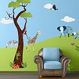 IMAGE OF Jungle Wall Stickers for Baby Room - Repositionable & Removable Jungle Theme Wall Decals