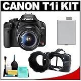 Canon EOS Rebel T1i 15.1MP Digital SLR Camera (Black) & EF-S 18-55mm IS Lens with LP-E5 + Camera Armor + Cleaning Kit