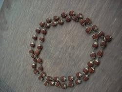 Rudrani Mala of 108 + 1 Beads with Silver Caps with Rudraksha Bead Japa Mala for Meditation and Yoga