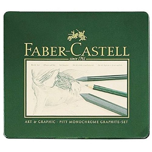 Faber-Castell Pitt Monochrome Graphite Set in Metal Tin set of 18 pieces