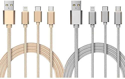 USB Type C Cable, Raukey (2 Pack) 3.3Ft Premium Quality 3 in 1 Multiple USB Charging Cable with 8 Pin Lighting / Micro USB / Type C for iPhone 6s, 6, 6 Plus, 5 / 5S / 5C, Galaxy S3, 4, Nexus 6P, more