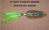 6 Soft Plastic Mouse - (8 Pack) Motor Oil Green with various tail colors
