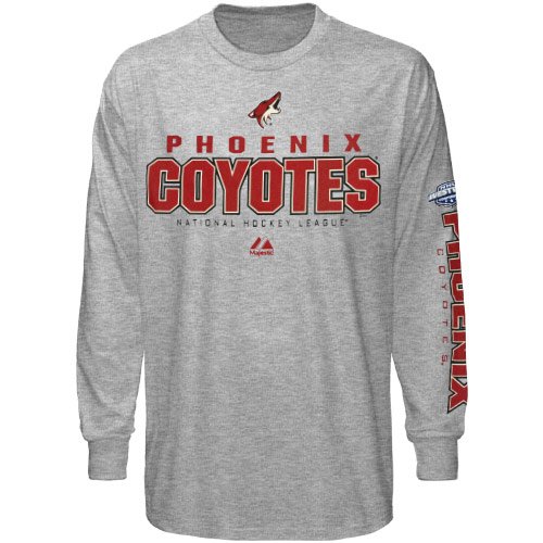 Majestic Phoenix Coyotes Hockey Practice Long Sleeve T-Shirt - Ash (Large)