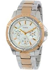 GUESS Womens U0235L2 Dynamic Feminine Mid-Size Multi Function Gold & Silver-Tone Sport Watch