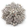 Victorian Corsage Flower Brooch (Silver&Clear)
