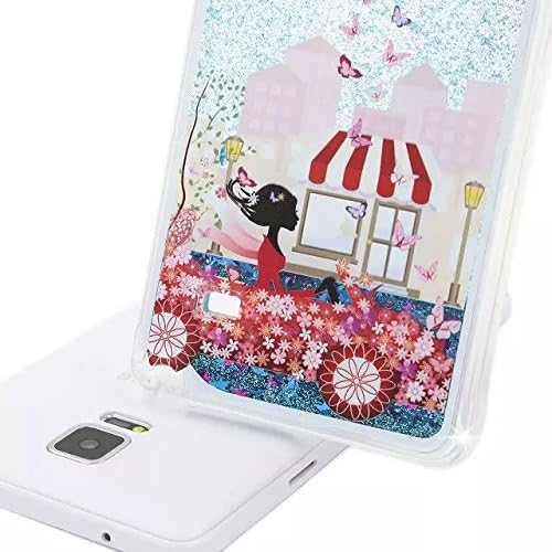 Note 4 Case,jxt 3d Creative Flower Fairy Faery Angel Girl Printing Quicksand Flowing Liquid Floating Bling Glitter Sparkle Stars Hard Transparent Cover Case for Samsung Galaxy Note 4 N9100 Blue #8