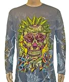 Christian Audigier El Rey Skull allover LS Shirt Big & Tall