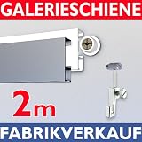 Galerieschiene 2m, Komplettset mit Zubehoer in weiss