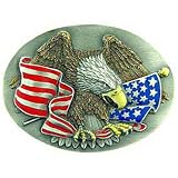 Eagle & American Flag Belt Buckle Enamel