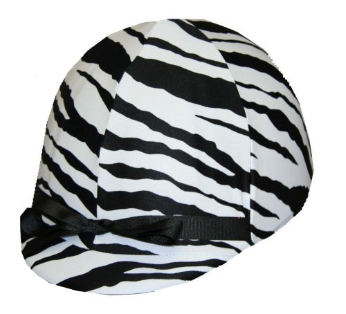 Equestrian Riding Helmet Cover - Black & White Zebra