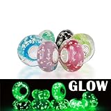 Bling Jewelry Glow in the Dark Murano Glass Beads 925 Sterling Silver Fits with Pandora Beads and Charms