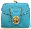 AUTHENTIC COACH LEGACY PATENT LEATHER FRENCH COIN PURSE WALLET - 41505 (TEAL BLUE)