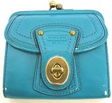 AUTHENTIC COACH LEGACY PATENT LEATHER FRENCH COIN PURSE WALLET - 41505 (TEAL BLUE)