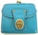 AUTHENTIC COACH LEGACY PATENT LEATHER FRENCH COIN PURSE WALLET - 41505 (TEAL BLUE)