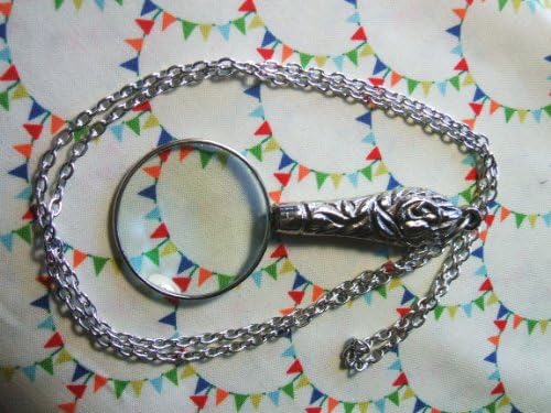 Victorian Carved Magnifying Glass Necklace Chatelaine Sewing