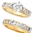 14K Two-Tone Gold Diamond Wedding Set Semimount - CENTER STONE NOT INCLUDED - 0.60 Ct.