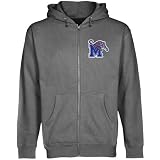NCAA Memphis Tigers Gunmetal Logo Applique Midweight Full Zip Hoody