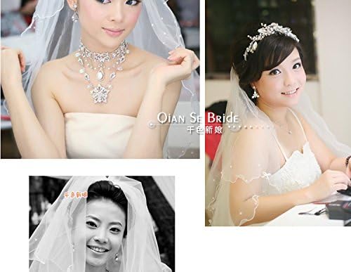 Zionus 2T Ribbon Edge Rhinestone Crystal Bridal Wedding Veil White