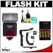 Vivitar High Power Auto Flash DF-383 with Bounce & Swivel Head + Bracket + Cord + (4) AA Batteries & Charger + Cleaning Kit for Nikon D700, D300, D200, D90, D60, D5000, D40, D3000 & D300s Digital SLR Cameras