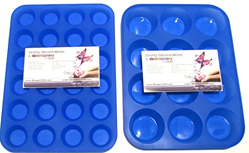 2 Pack Silicone Muffin Pan and Cupcake Maker 12 & 24 Holes Large and Small Cupcake Pan Muffin Maker Silicone Cupcake Molds Nonstick