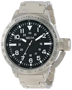 Breda Men's 1639-silver Sean Screw-Cap Crown Oversized Metal Watch