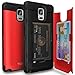 TORU CX PRO Compatible with Samsung Galaxy Note 4 Case - Protective Dual Layer Wallet with Hidden Card Holder + ID Card Slot Hard Cover & Mirror - Red
