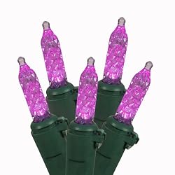 Set of 70 Purple LED M5 Mini Christmas Lights - Green Wire