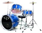 GP50 3-Piece Junior Children's/Kids Starter Drum Set with Sticks - Metallic Royal Blue