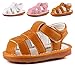 CINDEAR Squeaky Pu Leather Closed-Toe Sandals for Infant Boy Girl Rubber Sole Anti-Slip Slippers Shoes Yellow 1302-YL15(Inner Length 11.5cm/4.5in)