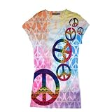Sublimation FALLING PEACE SYMBOLS Tie Dye Fitted Juniors Girly Retro Groovy Vintage Tee Shirt T-Shirt