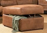 IMAGE OF Storage Ottoman in Rust Brown Microfiber