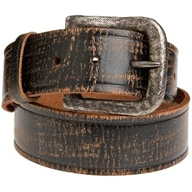 Leather Island Men's Vintage belt with Textured Buckle