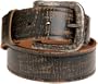 Leather Island Men's Vintage belt with Textured Buckle
