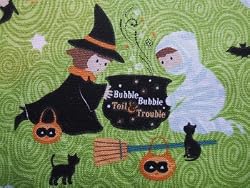 Northcott Halloween Costume Green Witch Mummy Cat Sheri Berry Fabric Yard