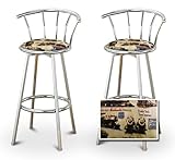 2 Union Pacific Train Themed Specialty / Custom Chrome Barstools with Backr ....