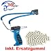 Sports : SET: Fortis® Profi-Steinschleuder Modell Big mit Kugelspender Blau + Ersatzgummi + 100 Stahlkugeln
