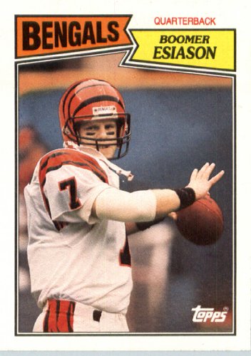 1987 Topps # 185 Boomer Esiason Cincinnati Bengals Football Card- Near Mint to Mint Condition - In Protective Screwdown Display Case!